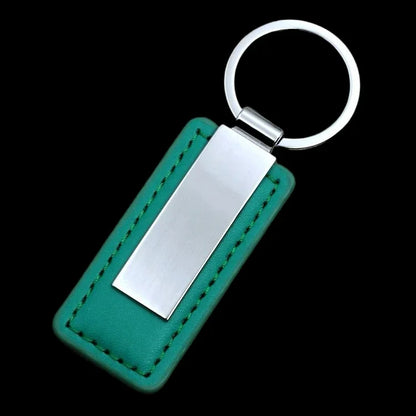 Laser Custom two sides Logo Leather Metal Keychain