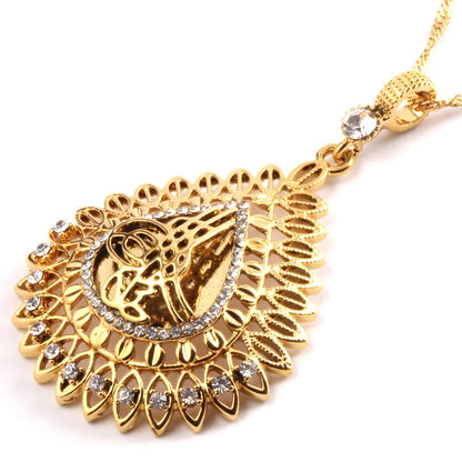 Islamic Religious Women Rhinestone Pendant Necklace