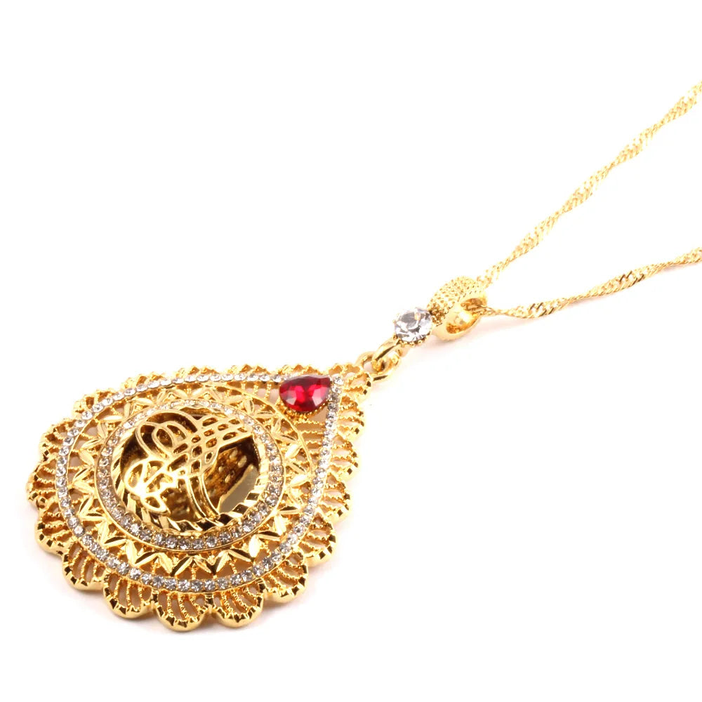 Islamic Religious Women Rhinestone Pendant Necklace