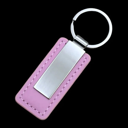 Laser Custom two sides Logo Leather Metal Keychain