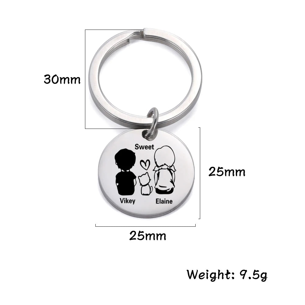 Family Customized Keychain Mirror-polished Stainless Steel