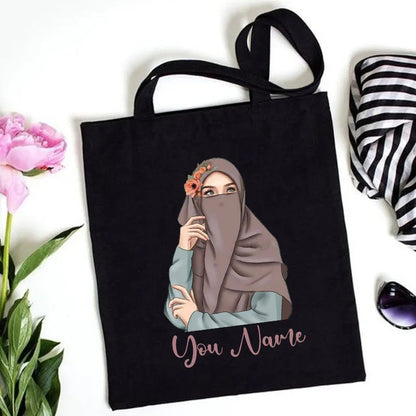 Personalized Hijabi Girl Shoulder Bag Female Canvas Bags Muslim Girl