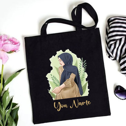 Personalized Hijabi Girl Shoulder Bag Female Canvas Bags Muslim Girl