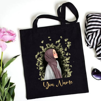 Personalized Hijabi Girl Shoulder Bag Female Canvas Bags Muslim Girl