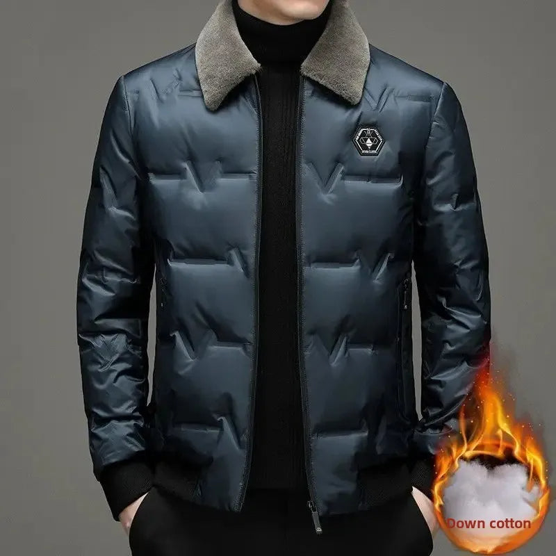 Winter Thickened Warm Cotton Fleece-Lined Lapel Jacket Casual Style