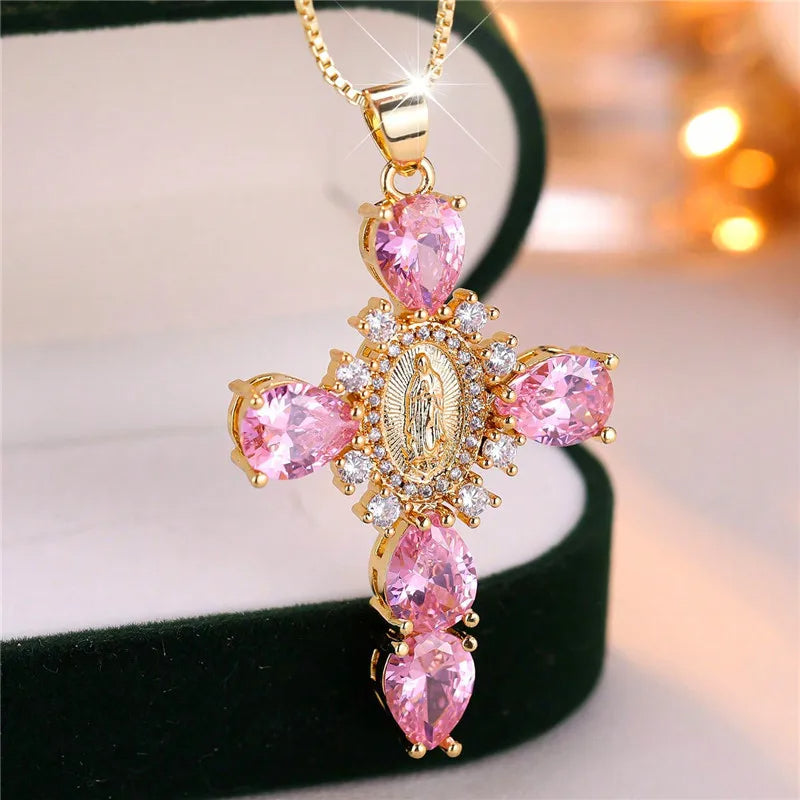 Virgin Mary Cross Necklace