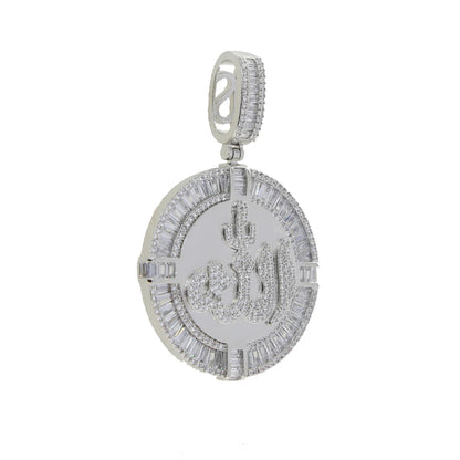 New Iced Round Muslims Allah Necklace Pave Zircon Rectangle