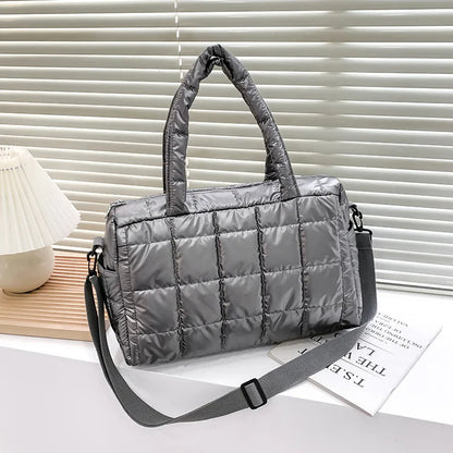 Luxury Space Padded Cotton Handbag Big Capacity Shoulder Bag Waterproof Nylon Bag Travel Down Crossbody Bag