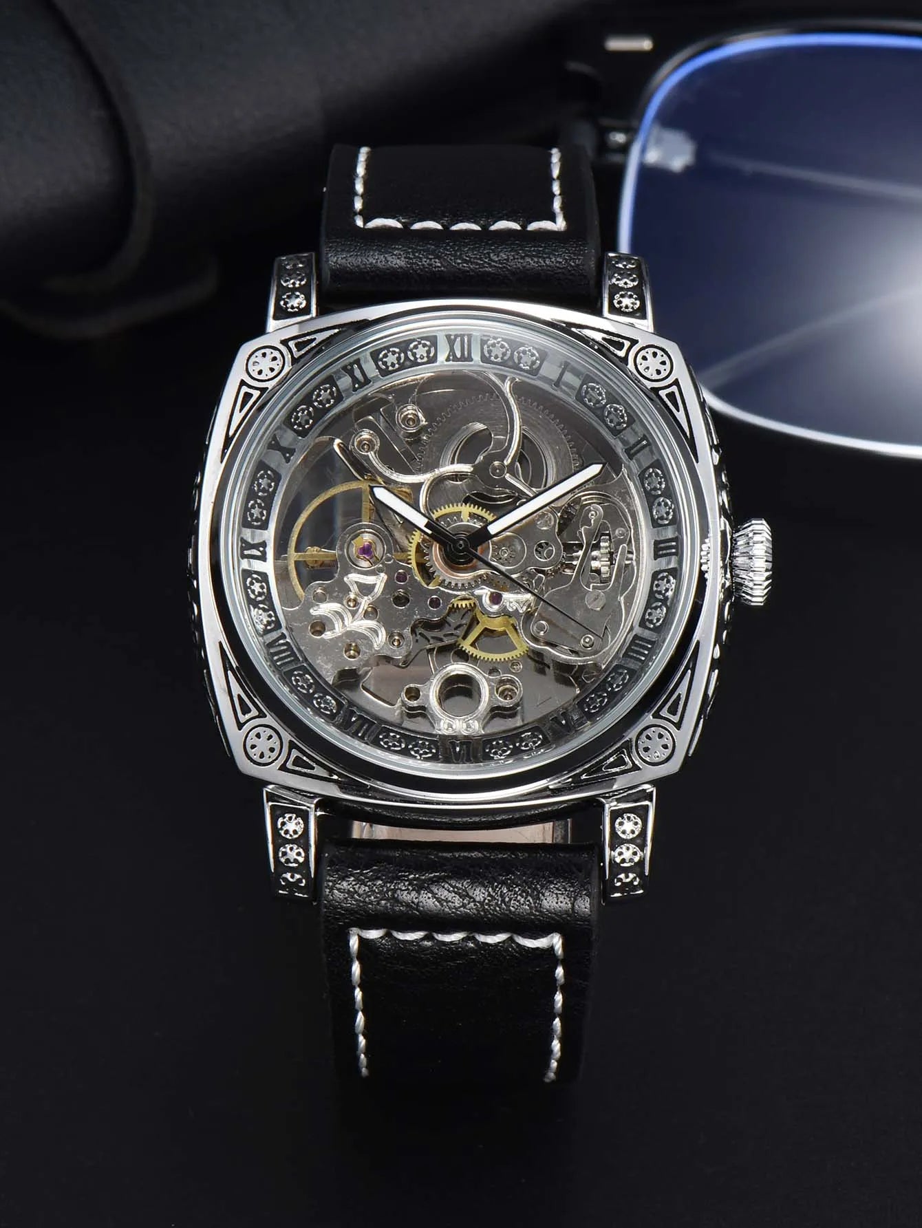 Retro Automatic Watch Mechanical Wristwatches Skeleton Waterproof Leather