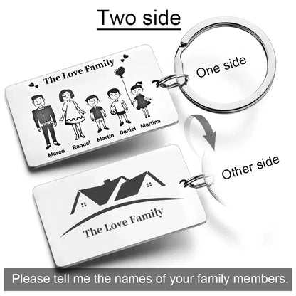 Family Customized Keychain Mirror-polished Stainless Steel