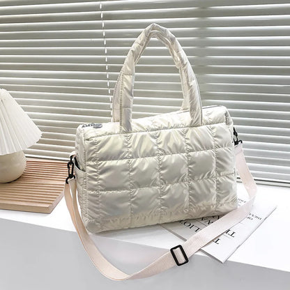 Luxury Space Padded Cotton Handbag Big Capacity Shoulder Bag Waterproof Nylon Bag Travel Down Crossbody Bag