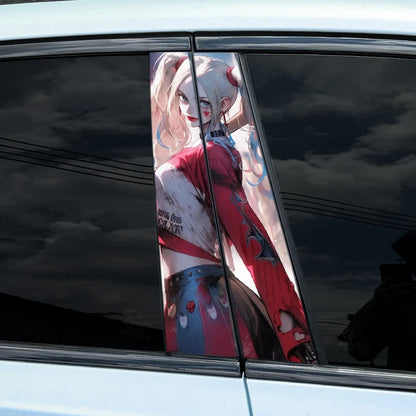 2pcs Joker Girl Car B-pillar Sticker Waterproof