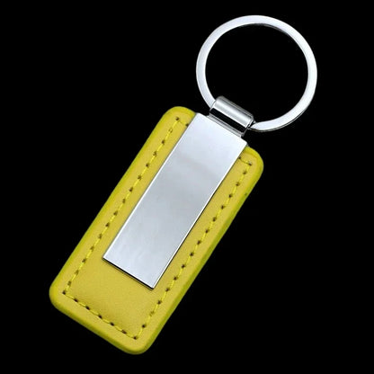 Laser Custom two sides Logo Leather Metal Keychain